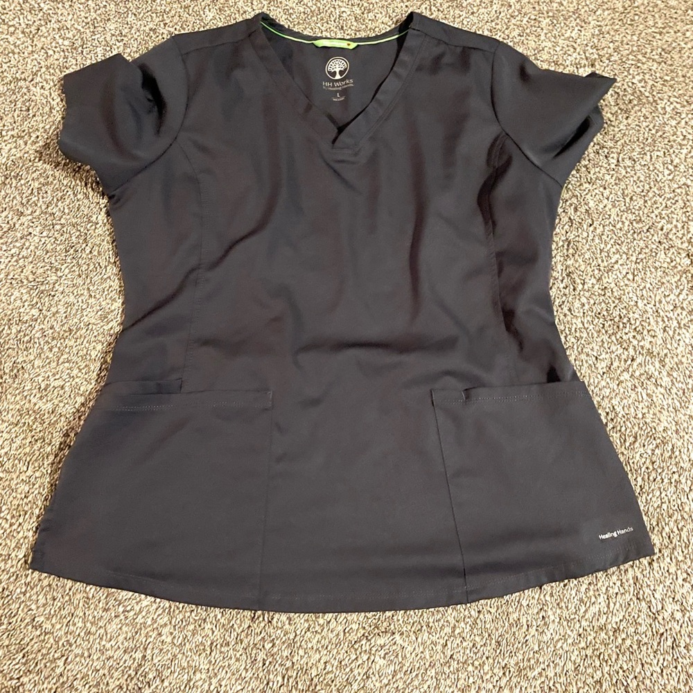Healing Hands Women's Black V-Neck Scrub Top